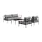 Armen Living Shari Outdoor Patio 4-Piece Lounge Set in Aluminum with Teak Wood and Gray Cushions 840254333079 - alternate 1